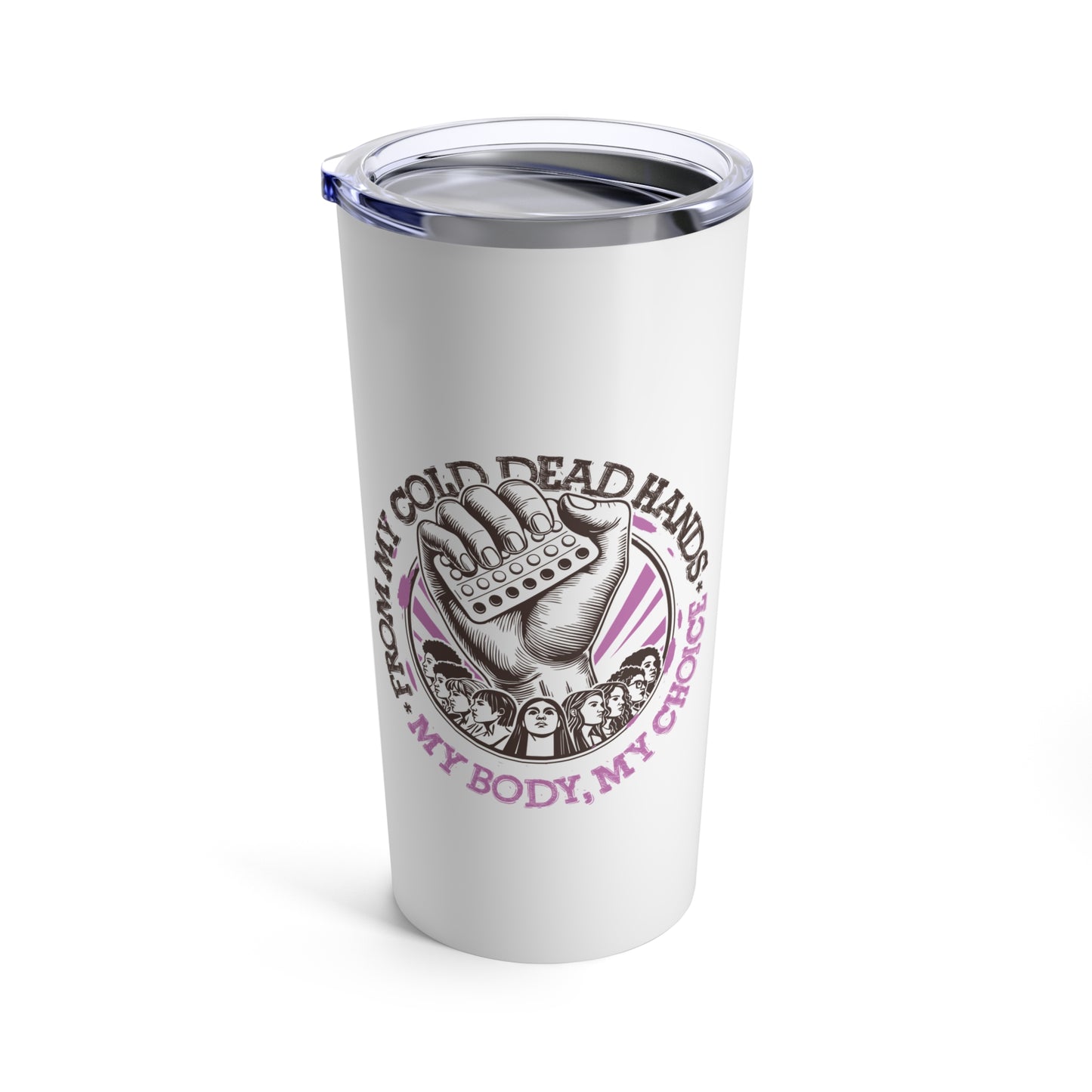 My Body My Choice Coffee Tumbler, Black and Purple, 20oz