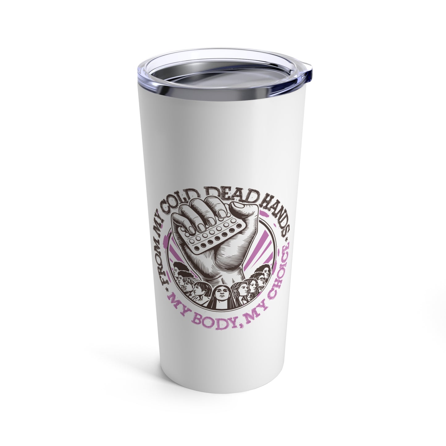 My Body My Choice Coffee Tumbler, Black and Purple, 20oz