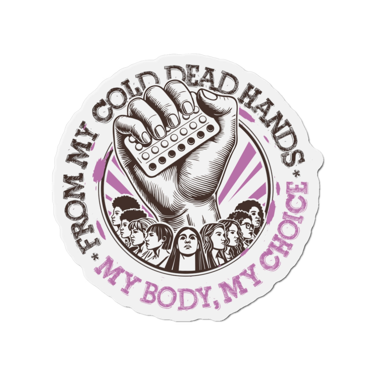 My Body My Choice Magnet, Black And Purple